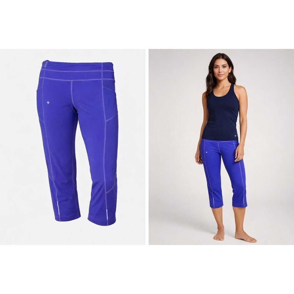 Athleta Blue Capri Leggings Women’s Small Athletic Mesh Pocket